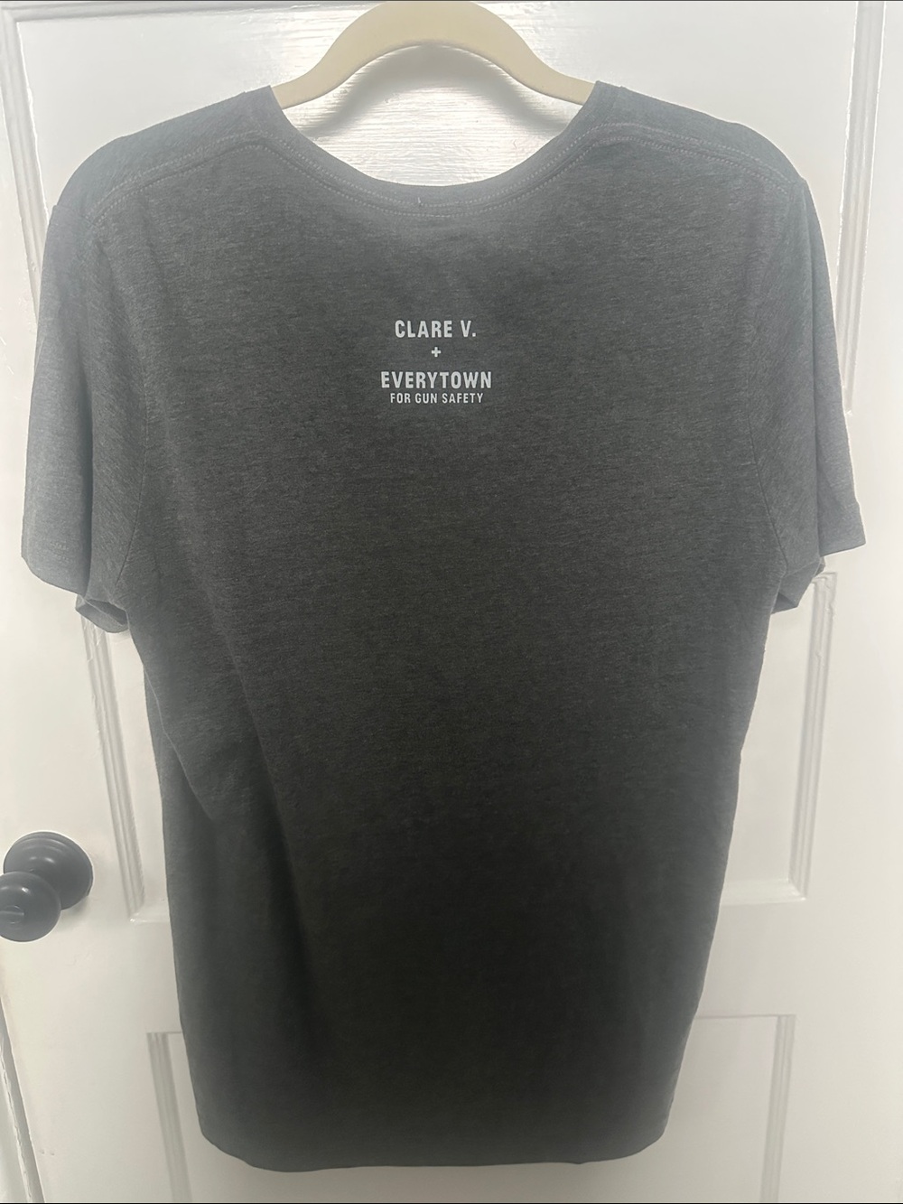 Clare V Gray Short-Sleeve Tee with Red "ÇA SUFFIT!" Print - Picture 2 of 2